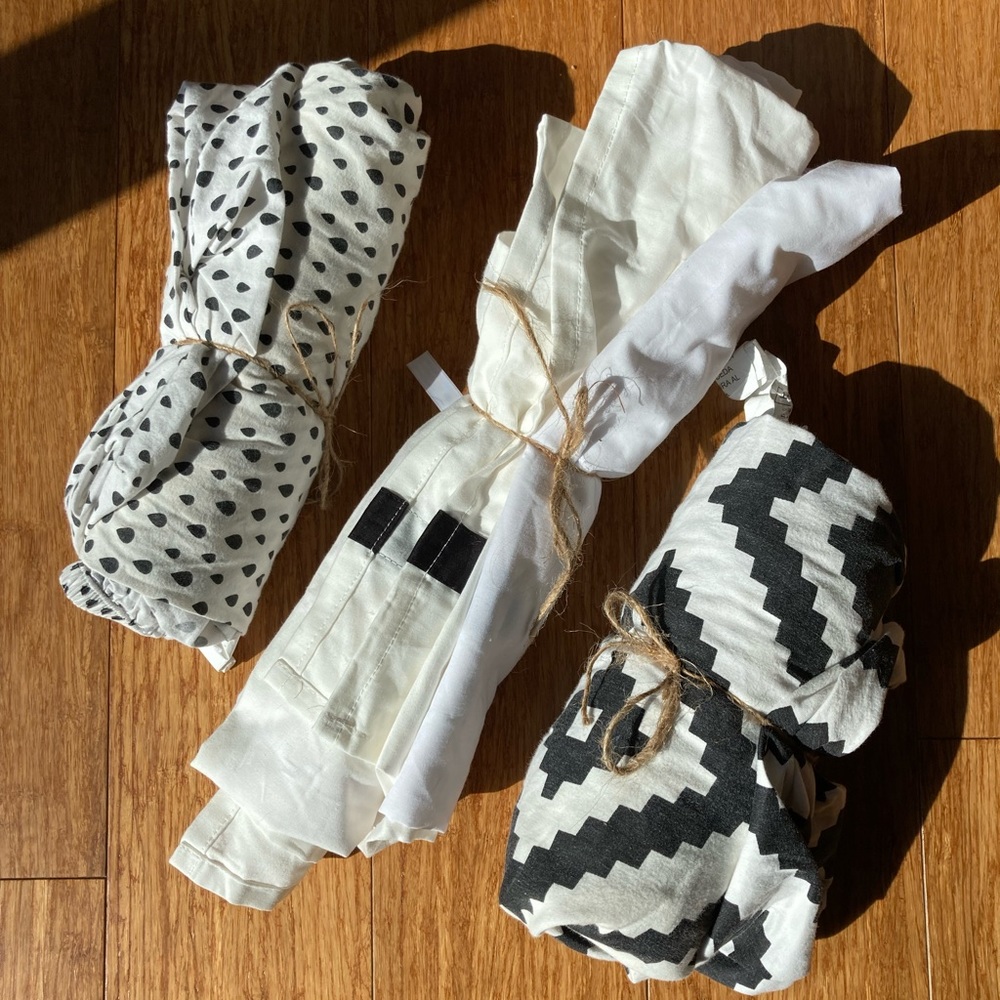 Black & White modern baby nursery crib decor bedding linens PEANUTSHELL crib